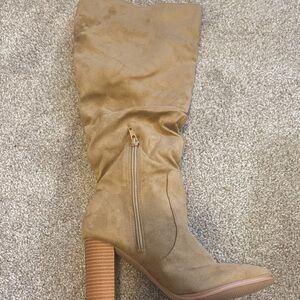 Elegant brown Tan Heeled Boots for Women
